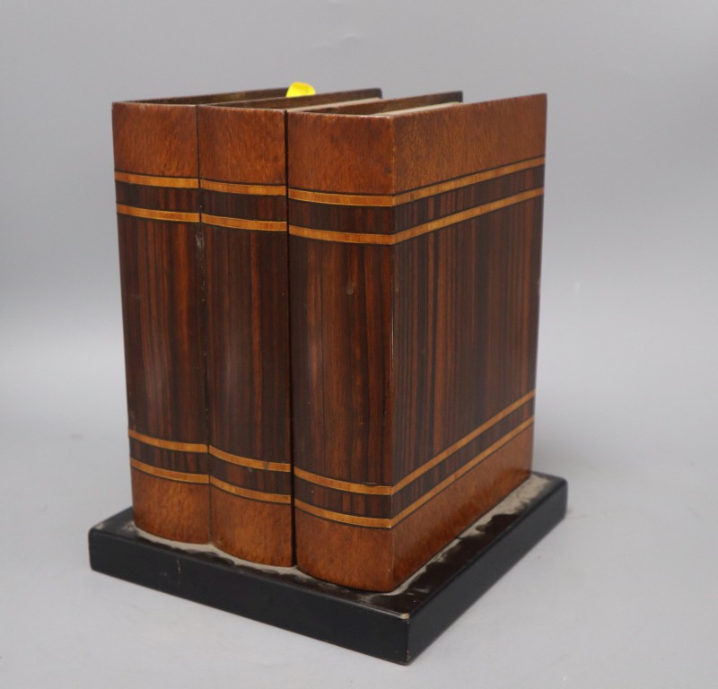 A hardwood book form smokers cabinet, 25.5cm